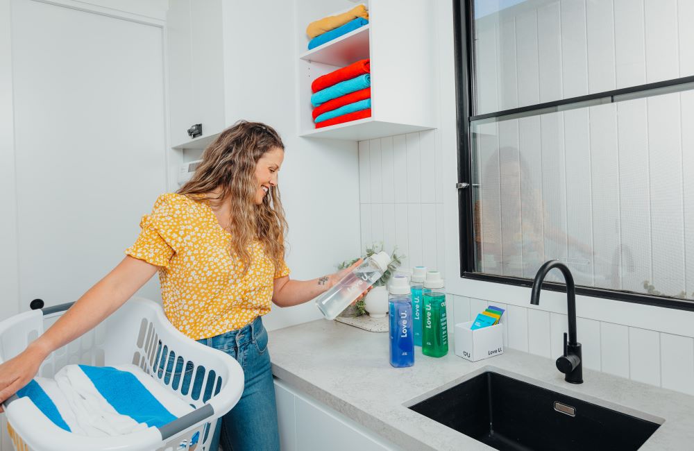 Using Love U Soaps Sensitive Laundry Liquid